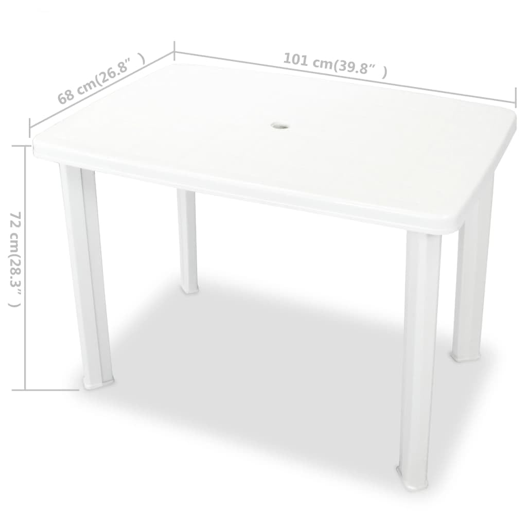 vidaXL garden table with umbrella hole weather resistant dining table camping table patio table garden furniture white 101x68x72cm plastic