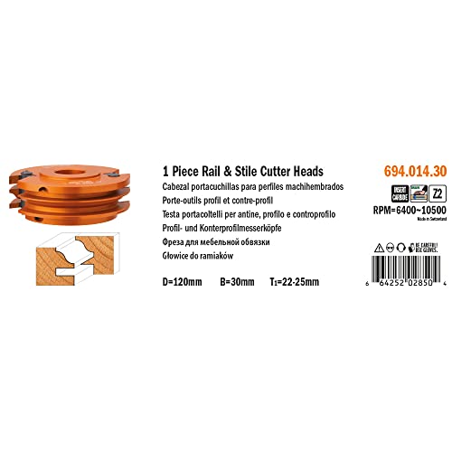 CMT ORANGE TOOLS 694.014.30 - HM PROFILE AND COUNTERPROFILE CUTTER HEAD D=120X40X30