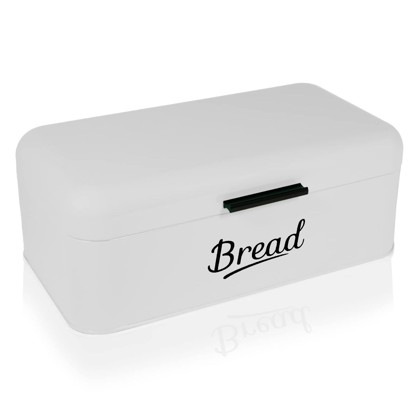 DRULINE Bread box with folding lid - Retro bread box - Bread storage - Breadbox - Metal white/black - W/D/H approx. 42 x 16 x 22.5 cm - Retro design