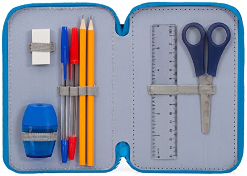 Clondo pencil case 44 pieces, for Avengers fans, pencil case, pencil case for stationary, pen case with pens, ballpoint pen, kids, girls & boys, 3 compartments