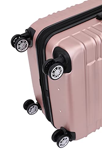 BEIBYE twin-wheel travel suitcase luggage trolleys hard shell M-L-XL set, expandable (pink gold, M)