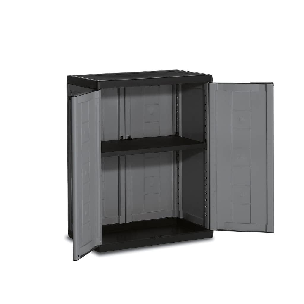 Kis plastic cabinet "Jolly" low, 1 piece, dark gray/black, 9733000 0444 01