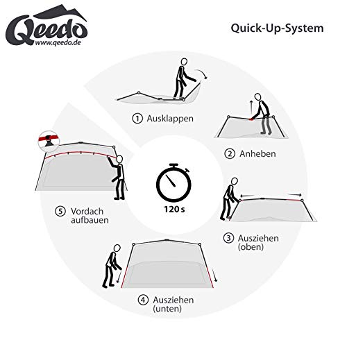 qeedo Quick Villa L, family tent for 5 persons, instant tent with standing height - grey
