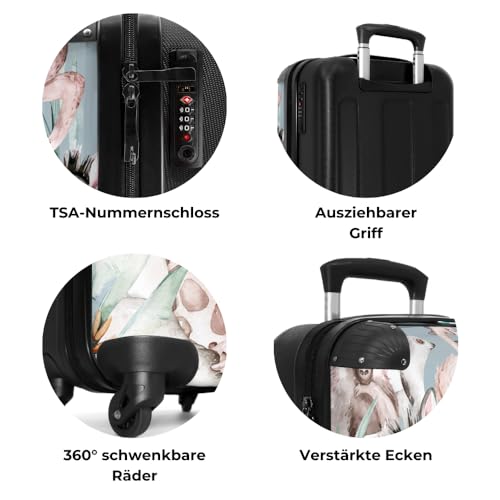 NoBoringSuitcases.com® Children's Suitcase Hardshell Small Roller Hand Luggage Gift - Watercolor - Animal Design - Small 55x40x20 Trolley Case