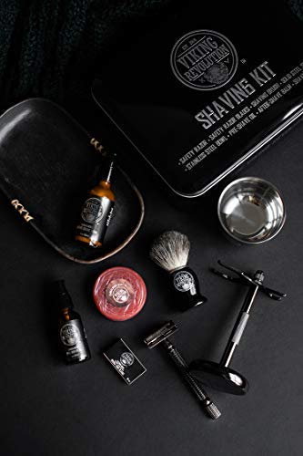 Viking Revolution - Luxury Shaving Kit for Men - Safety Razor with Double Edge, Stand, Bowl, After-Shave Balm, Pre-Shave Oil, Badger Brush, Men's Razor - Gifts for Men