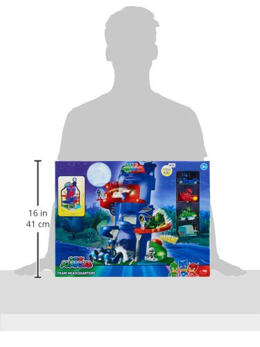 Jada Majorette SMY203145002 PJM Garage with Quarter General + 4 Vehicles PJ Masks Pyjamasques Miniature Cars Box, Multicolor