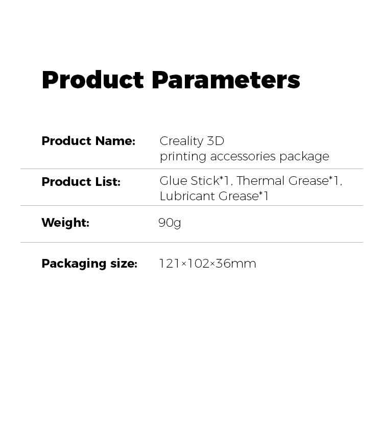 Creality 3-in-1 3D Printer Maintenance Kit - Adhesive, Thermal Paste & Sound Damping Grease for 3D Printers - Prevents Warping, Reduces Noise, Optimizes Heat Conduction.