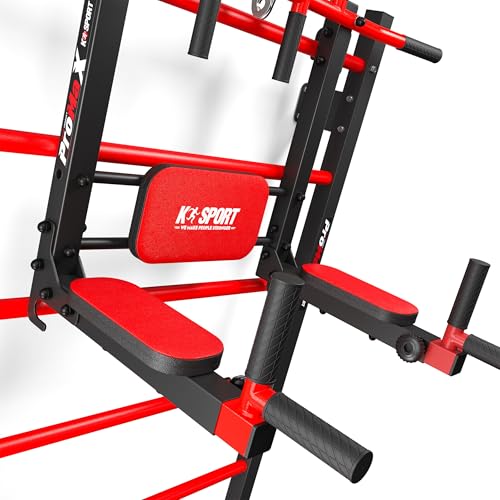 K-Sport: Training set - wall bars + dip station, pull-up bar & weight bench I power station with pull-up bar, dip bar & weight bench, incl. E-book