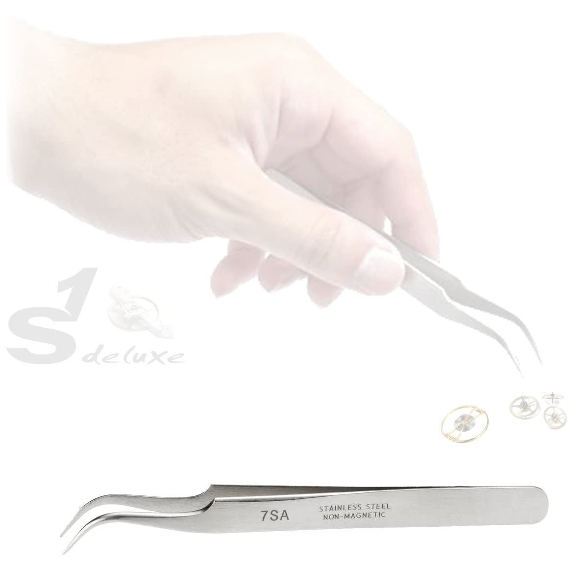 7 SA tweezers for watch repair by S1 Deluxe© - watchmaker tweezers - watch tool