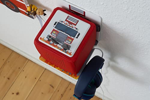 JP Journey Tonie Shelf Boy Fire Department Magnet - Wall Shelf Storage for Magnetic Figures, Very Light made of Forex, 60 x 23 cm (Fire Department with Box Holder)