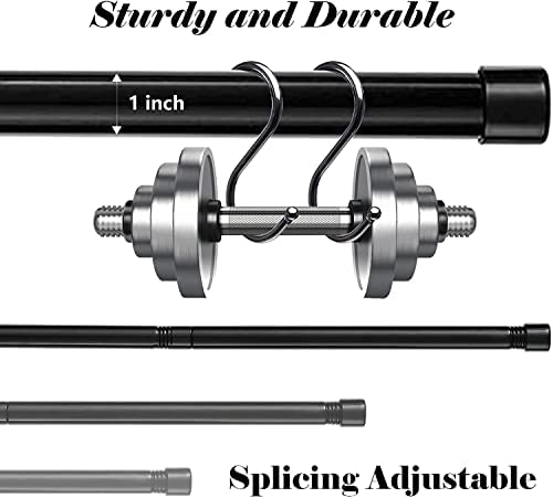 Curtain rod, 76-450 cm curtain rod for windows with round end cap, single rod with stainless steel finials, adjustable decorative window rod for kitchen bedroom windows/black.