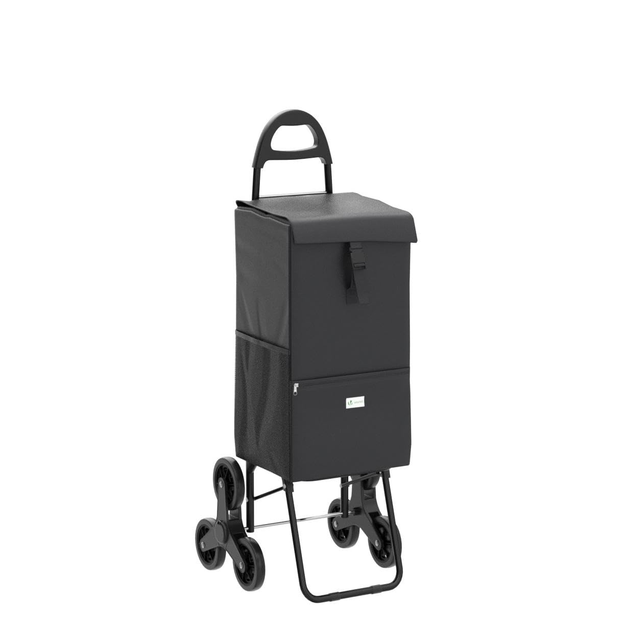 VOUNOT shopping trolley with cooler compartment, collapsible shopping cart with 3 wheels, 40 L, black.