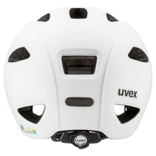 uvex oyo - lightweight bike helmet for kids - custom size adjustment - expandable with LED light - white - black matte - 50-54 cm