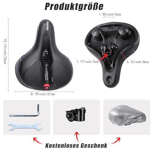 Bicycle saddle Cloud Comfort Pro Max - Finally Pain-Free Cycling Comfortable Soft Memory Foam Bike Seat With Red Warning Stripe City Bike Seats Mountain Bike Saddles with Suspension