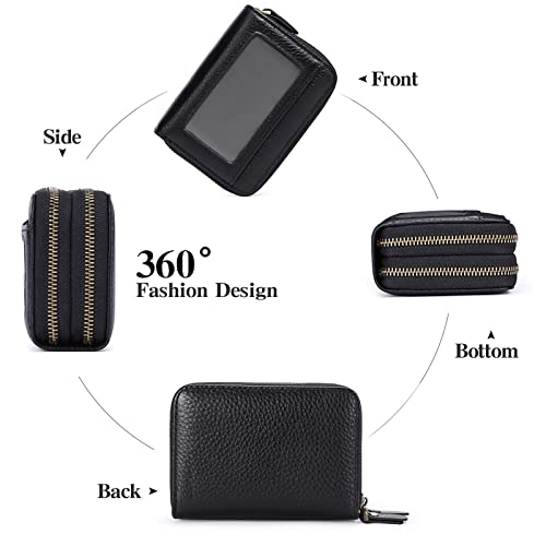 GAEKEAO women's small wallet made of genuine leather, wallet for women with RFID protection, mini women's purse with coin pocket zipper wallet card holder with many card slots.