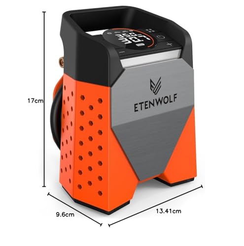 ETENWOLF ZEPHYR S3-7800mAh Electric Air Pump, 160 PSI/11.03Bar Portable Air Compressor for Car, Motorcycle, Bicycle, Balls. 1 Minute Quick Inflation, Digital LED Lights, USB Power Bank.