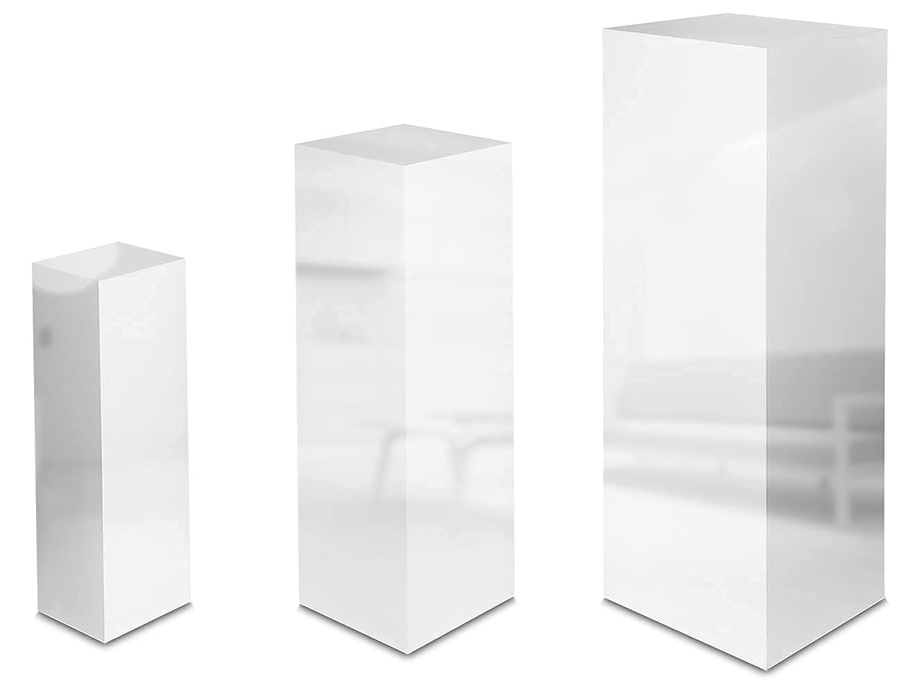 STEMA Seyfried decorative column, pedestal in 3 sizes (100x33x33 cm, glossy white) Flower column, plant stand