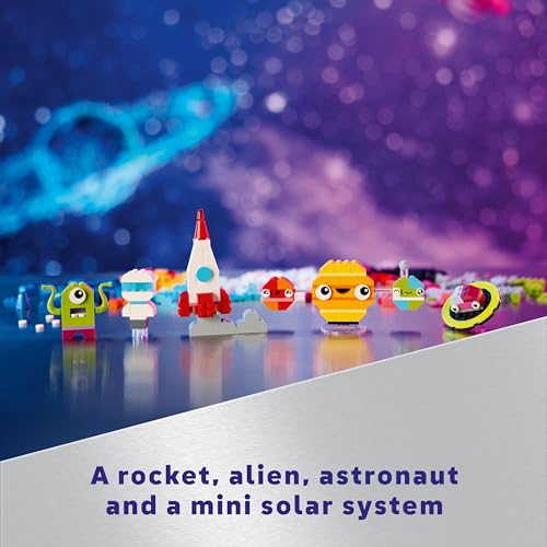 LEGO Classic Creative Space Planets & Classic Creative Monster Creative Set Bricks, box with building blocks for kids aged 4+, construction toy 11017