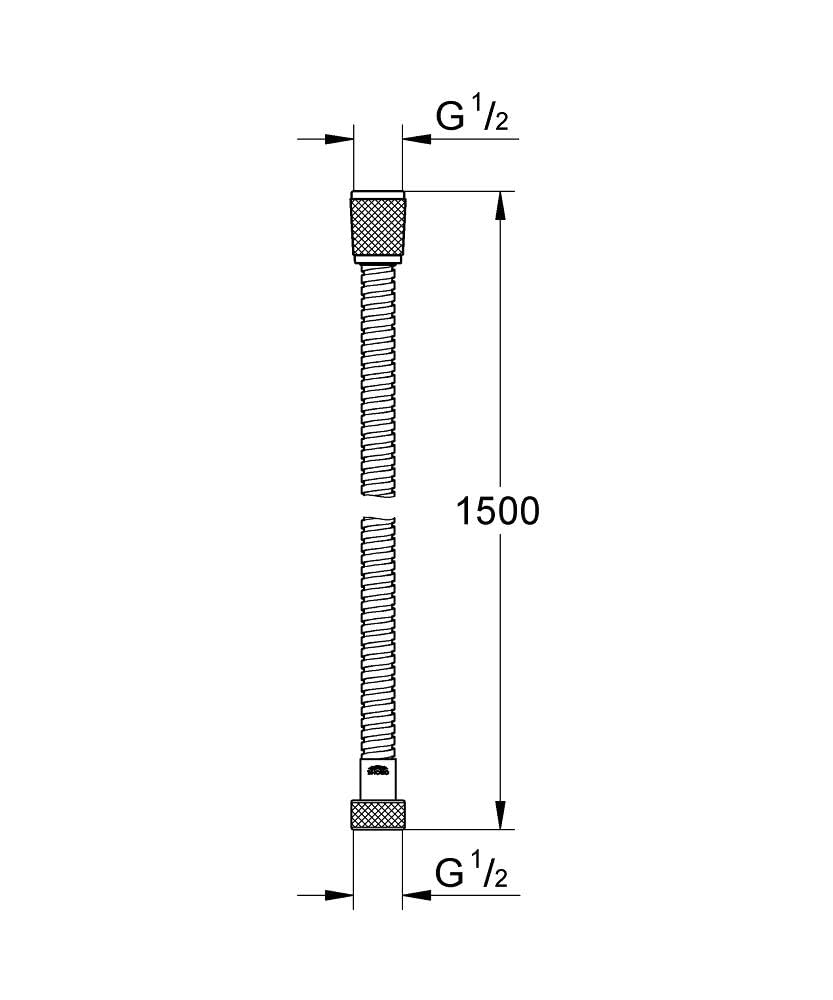 GROHE Vitalioflex - Metal shower hose (1500 mm, reinforced design, kink-resistant, heat-resistant), matte black, 27502KS1