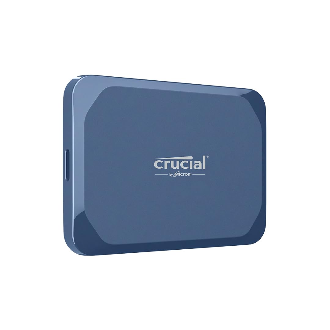 Crucial X10 2TB External SSD, up to 2,100MB/s, USB-C 3.2 Gen2, IP65 water and dust resistant, portable SSD for Mac, PC, smartphone, and gaming console, matte blue - CT2000X10SSD9-02