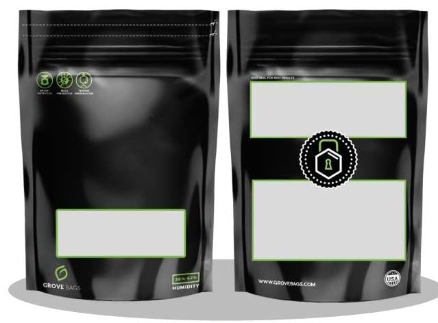 5 x Grove Bags Double Window Terploc 100 Gram Bags self-regulating microclimate 58-62% for fermenting, storing and preserving herbs.