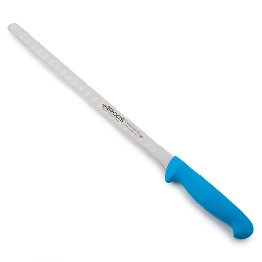 Arcos stainless steel salmon and fish knife with 300 mm blade - ergonomic polypropylene handle, 2900 series - color blue.