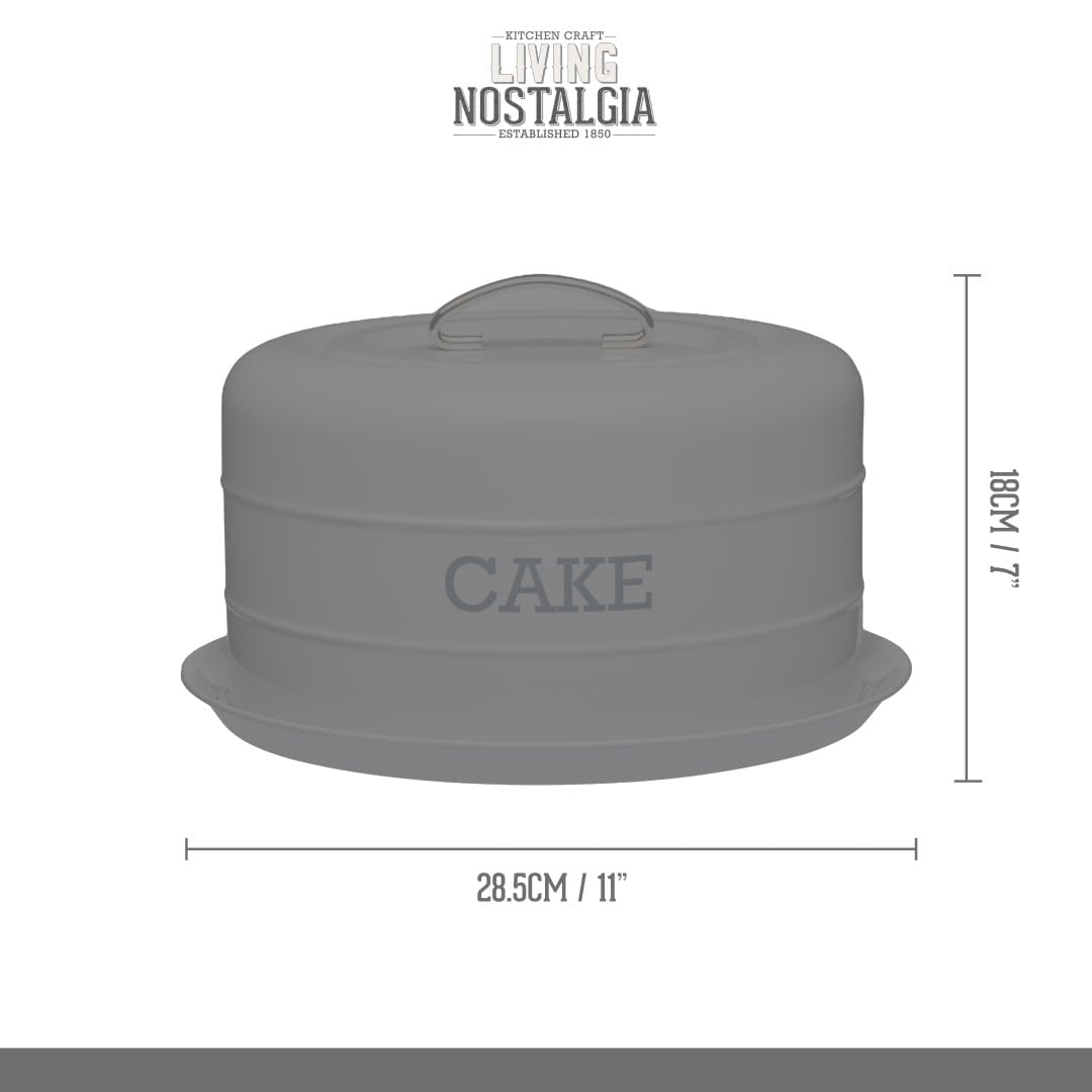 KitchenCraft Living Nostalgia Cake Tin, airtight cake tin/cake dome, 28.5 x 18 cm, cream antique