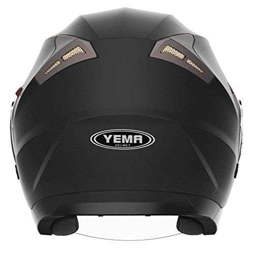 Jethelm, scooter helmet, crash helmet, chopper helmet - YEMA YM-627 motorcycle helmet ECE with double visor sun visor for women men adults-Black Matt-XL