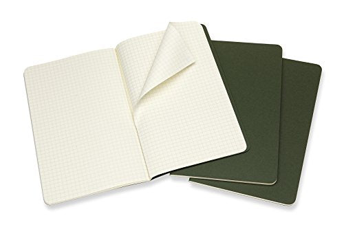 Moleskine Cahier Large, A5, 3 pack, Checkered, Cardboard cover, Myrtle Green