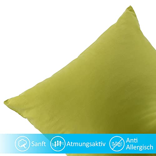 ATsense 2-pack pillowcases 40x80 cm - 100% cotton, Green Pillowcase Soft and Hypoallergenic, ÖkoTex Certified, Pillow cover with zipper suitable for allergy sufferers