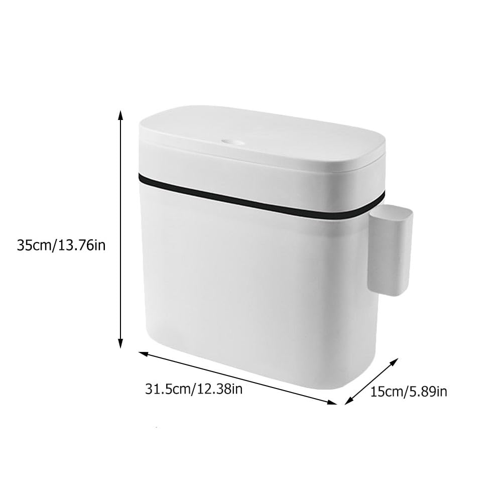 LIFKOME Bathroom Trash Can, 14L Bathroom Trash Can with Lid, Slim Narrow Bedroom Trash Can, Trash Can Press-Type Lid, Waste Bin for Kitchen, Bathroom, Living Room, Office