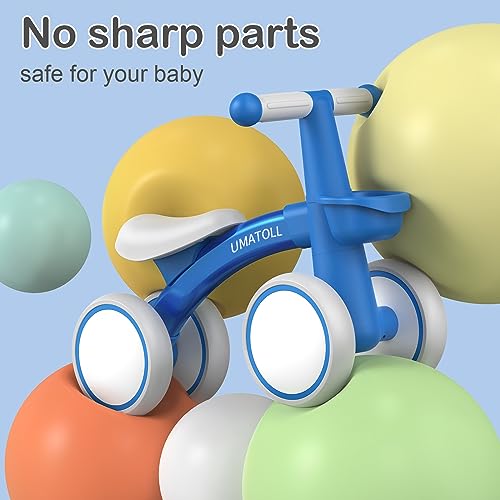 Umatoll Kids Balance Bike from 1 year, Toy for 12-24 months, Baby walking bike with basket for boys girls, Gifts for 1 year old birthday (Blue)