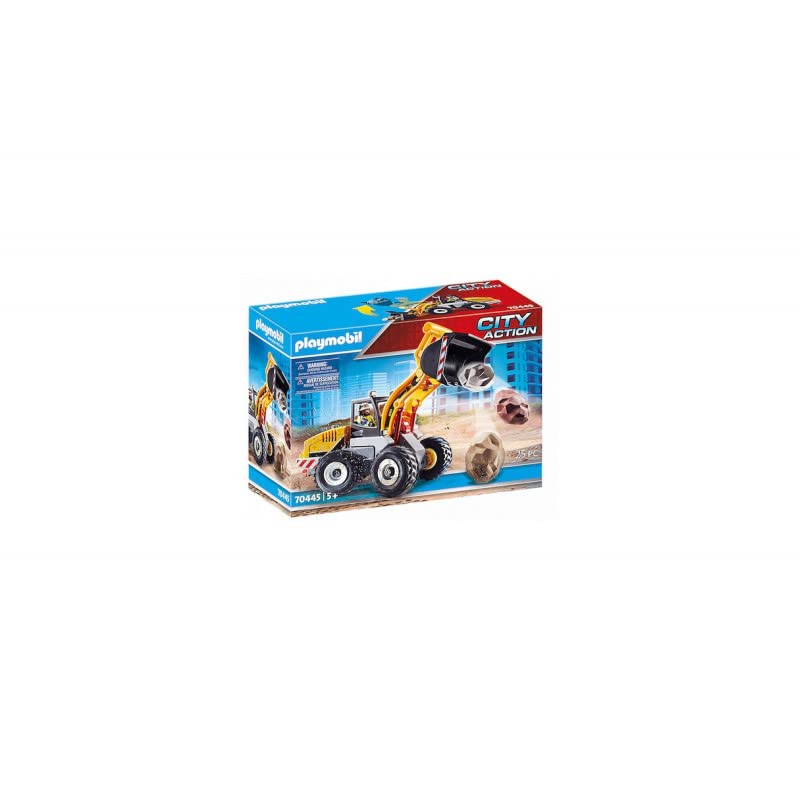 PLAYMOBIL City Action 70445 Construction Front End Loader with movable bucket and handle for kids ages 5+. Great for moving and fixing the shovel.