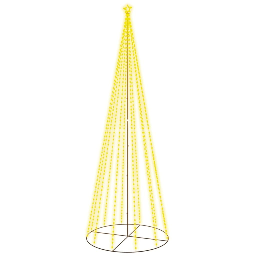 vidaXL LED Christmas Tree Cone Shape Pine Tree Light Tree Christmas Decoration Star Lighting Outdoor Illuminated Light Chain Warm White 732 LEDs 160x500cm