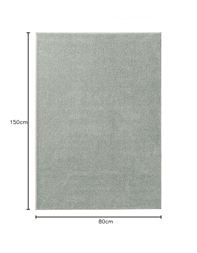 Taracarpet short-pile soft designer plain carpet Madrid for living room, kids room, bedroom, and kitchen suitable mint green 80x150 cm
