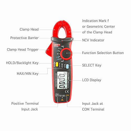 YIRU UNI-T UT210C 200A AC RMS Auto-Range Digital Clamp Meter with AC/DC voltage multimeter with ohm, capacitance, NCV, and temperature test (C/F).