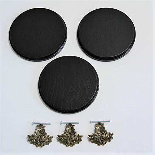 3-piece boar shield boar board weapon board trophy shield round dark AF 15 cm with 3 x oak leaf cover