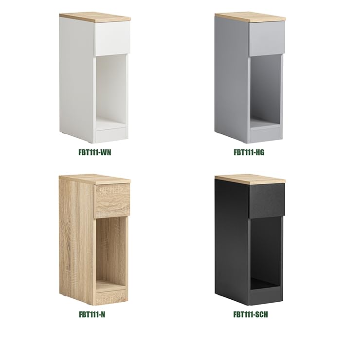 SoBuy narrow bedside table nightstand with drawer and shelf bedside table nightstand for bedroom living room black W8 x D14 x H24 inches FBT111-BLK