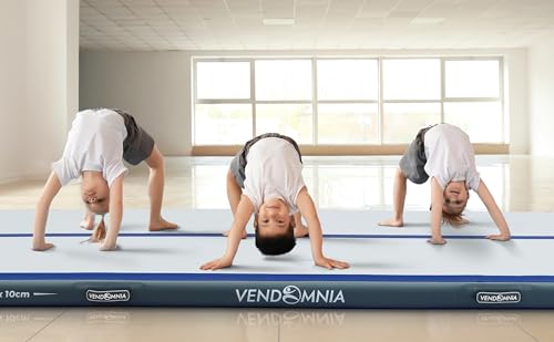 VENDOMNIA Airtrack Mat, inflatable gymnastics mat in 10/20cm height, available in 1/2/3/4/5/6/7/8m length, with electric pump & bag. Perfect for tumbling, training, fitness, sports, and yoga.