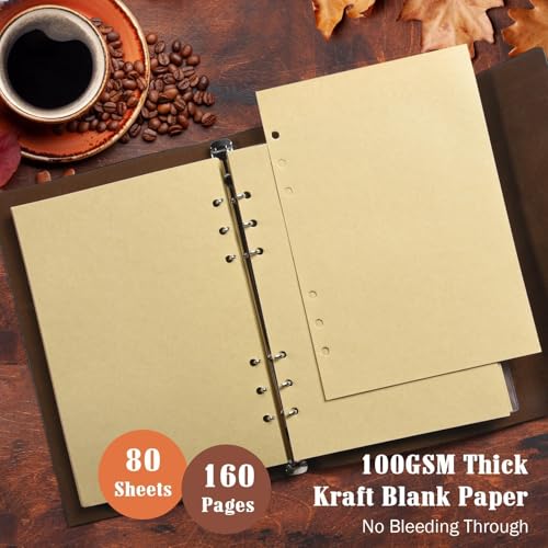 OMEYA PU Leather Journal, Refillable, Vintage Travel Diary for Writing, Travel Notebook, Journal, Gift for Girls, Boys, Women, Men, Blank Pages, A6 18.5 x 13 cm, Green
