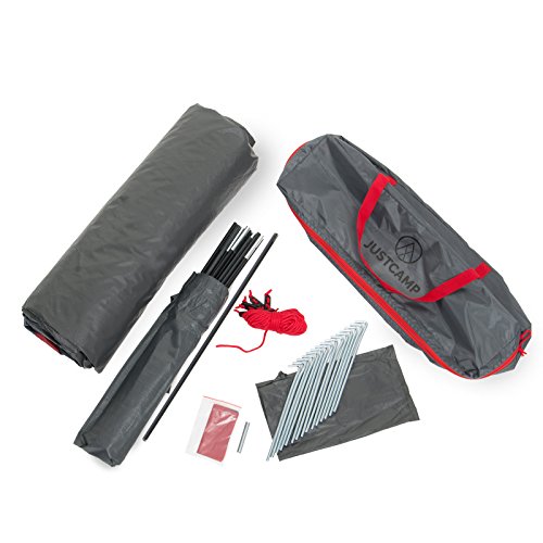 JUSTCAMP Camping tent Scott 4, with vestibule; Dome tent for 4 persons (double-walled) - gray