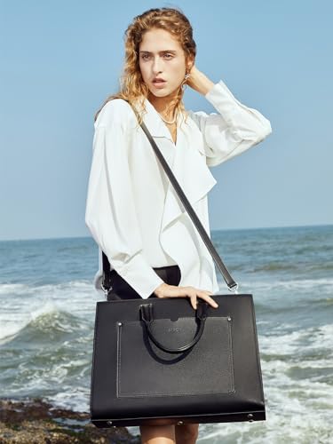 CLUCI briefcase for women men, real leather laptop for 15.6 inch briefcase laptop bag business bag elegant briefcase shoulder bag vintage