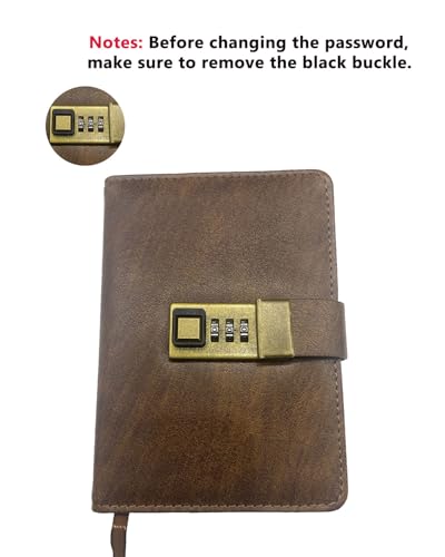 WEMATE diary with lock, A5 PU leather journal with lock, 240 pages, lockable diary planner organizer for men and women, 8.6x5.8 inches
