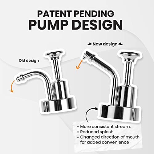 MoliMoli coffee syrup dispenser for coffee bar, coffee pump dispenser, glass syrup bottle with pump, maple/coffee syrup bottles, syrup dispenser 4-piece set, with labels, silver.