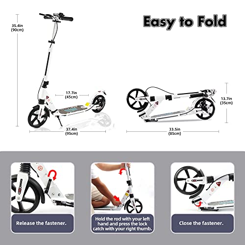 TENBOOM scooter for kids aged 10 and adults with 2 brakes, 200mm wheels, aluminum frame. Height adjustable for children.