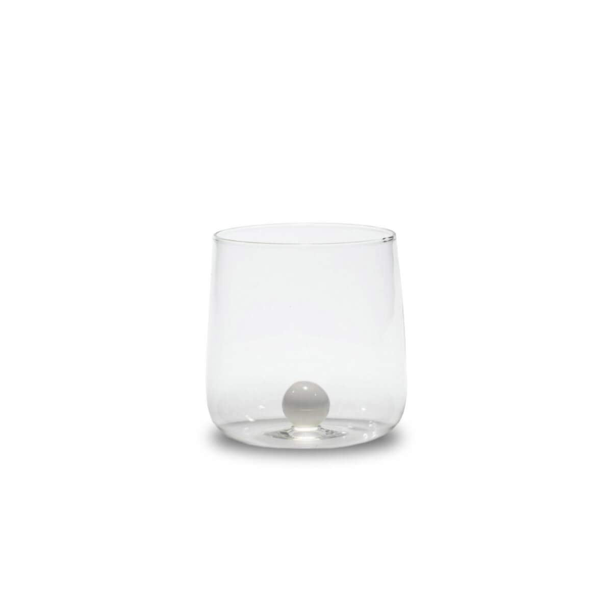 Saffron Bilia Tumbler Set 6 water glasses clear with ball in 6 different colors.