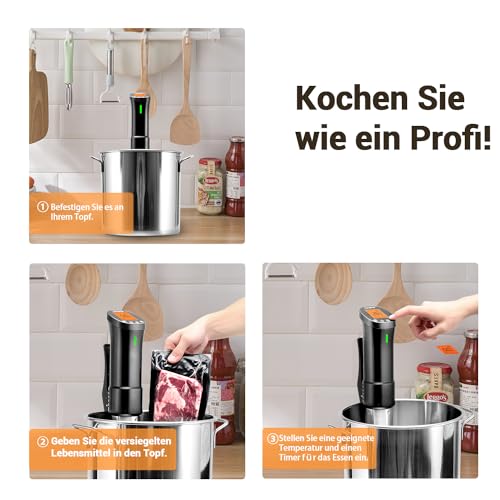 INKBIRD WiFi Sous Vide Cooker Set WiFi Sous Vide Stick ISV-200W + Vacuum Sealer INK-VS01, Sous Vide Cooker App Control 360° Circulation 0℃-90℃ Temperature, Vacuum Sealer with Built-in Cutter