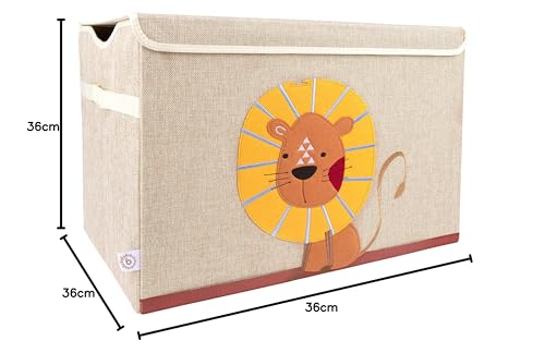 Bieco Storage Box Kids Lion | Toy Box with Lid | Lego Storage Box Kids | Storage Box with Lid Lego Duplo Storage Box Baby Children's Toys Fabric Storage Space Toy Box