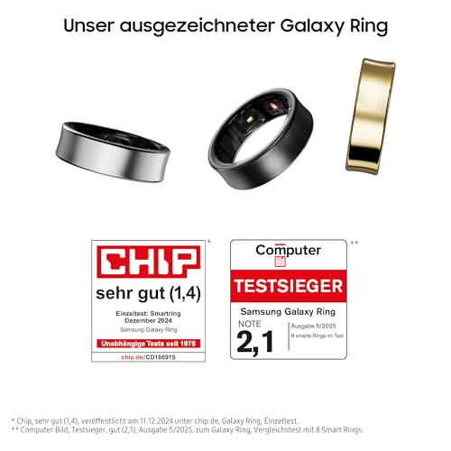 Samsung Galaxy Ring, smart ring with titanium case, Samsung Health with AI, sleep tracker, fitness tracker, size 10 (US), titanium silver.