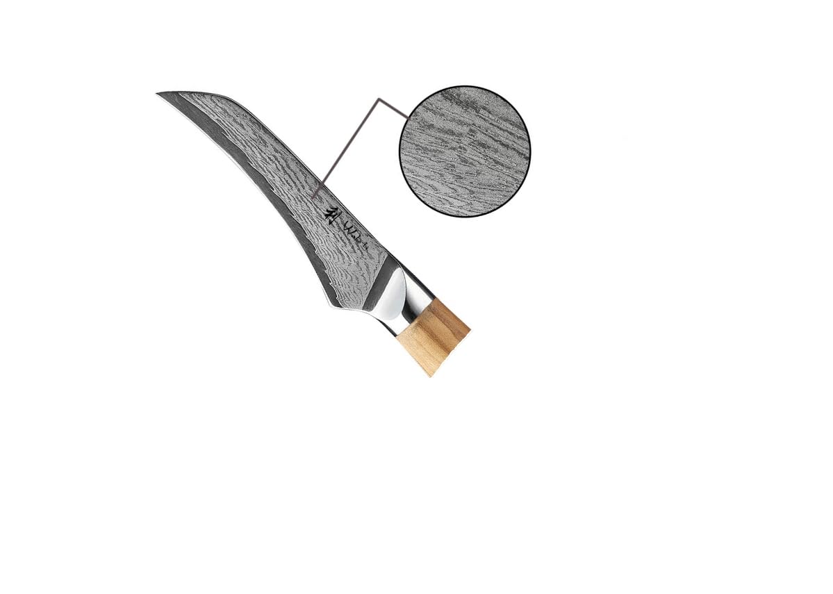 Wakoli Oribu peeling knife 8.5 cm kitchen knife made of 67 layers of real Damascus steel, AUS-10 core, 60±2 HRC, olive wood handle, professional chef's knife, vegetable & fruit knife, small Damascus knife, gift packaging